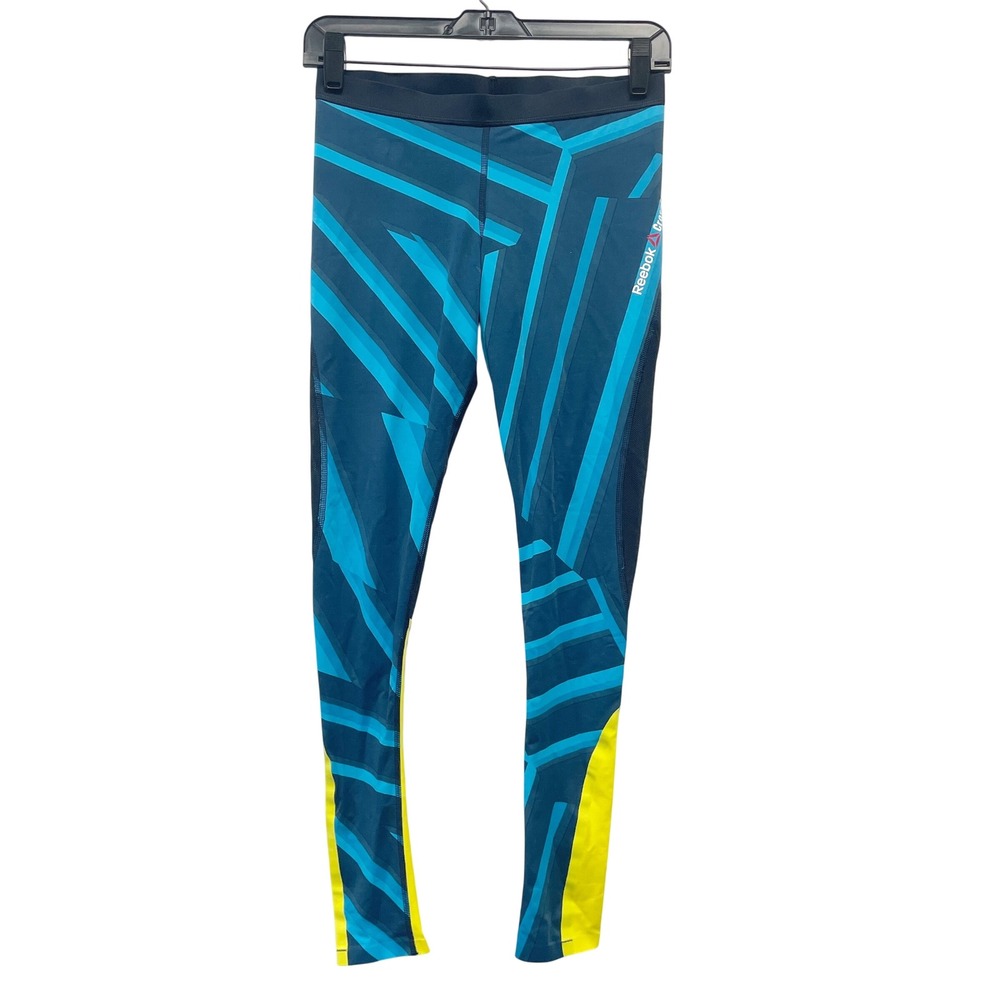 Reebok Women's Blue Geometric CrossFit Train For The Unknown Tights Size Medium